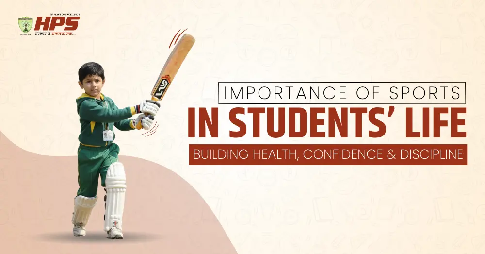 A student playing cricket representing the importance of sports in students’ life, highlighting health, confidence, and discipline.